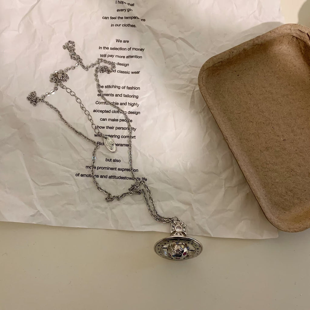 Rainbow Star Moon Saturn colored diamond pendant