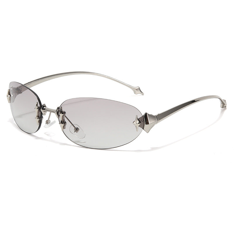 Rimless Sunglasses Retro Star Design UV400 Protection