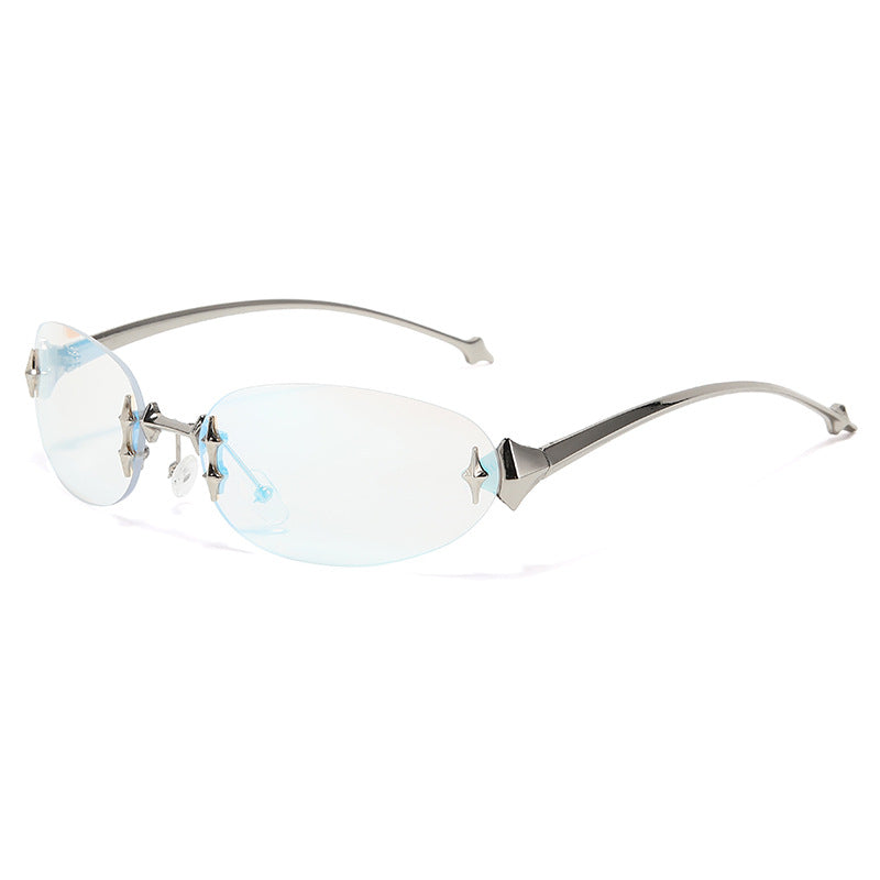 Rimless Sunglasses Retro Star Design UV400 Protection