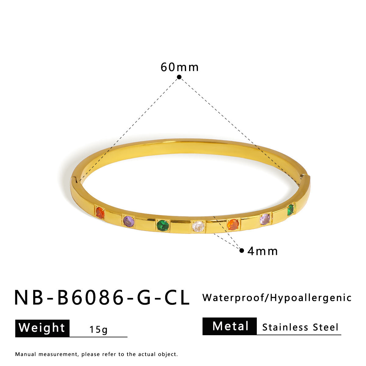 True gold electroplated color-keeping jewelry bracelet