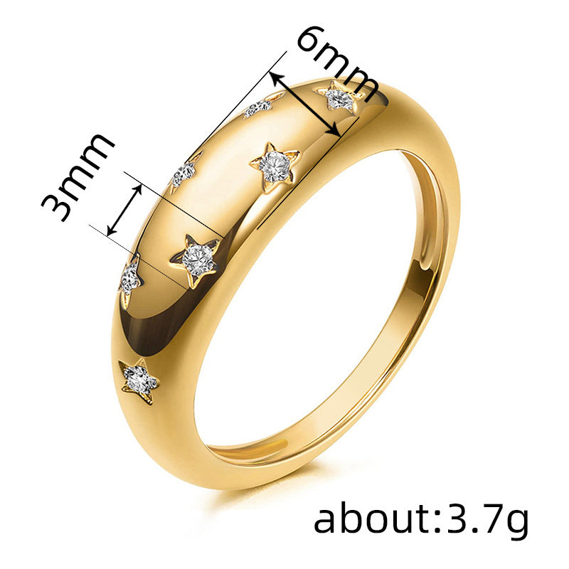 Five-pointed star ring for women