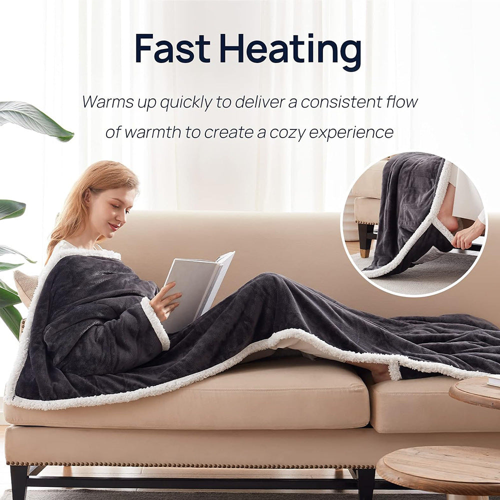 Wearable Electric Heating Blanket with Sleeves for Home and Office