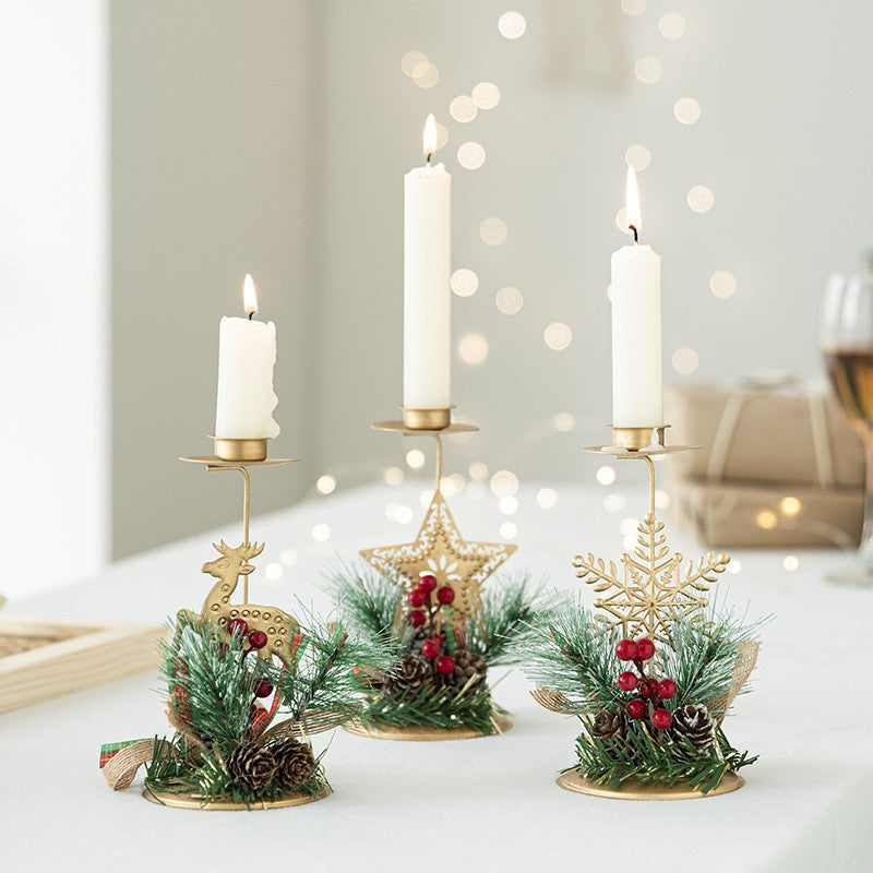 Decorative Iron Christmas Candle Holders (Snowflake/Star/Elk Design)
