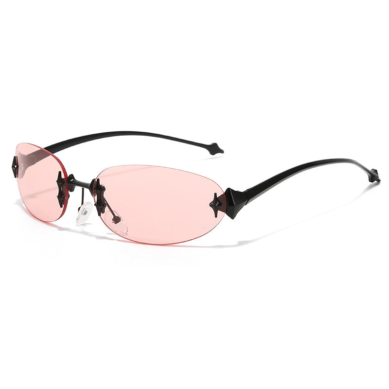 Rimless Sunglasses Retro Star Design UV400 Protection