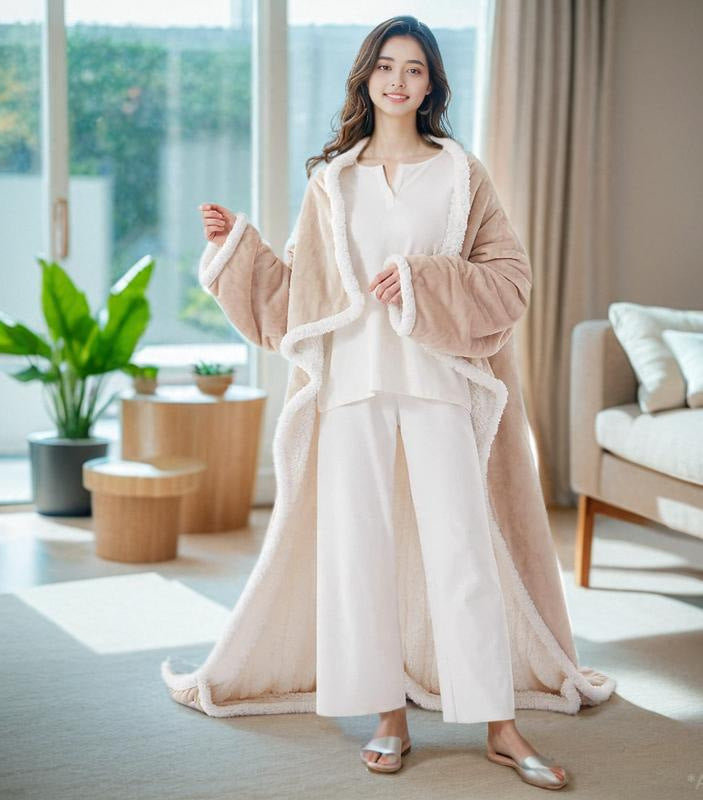 Wearable Electric Heating Blanket with Sleeves for Home and Office